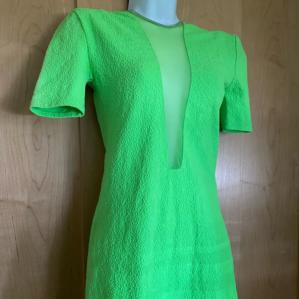 Designer Lime Green Dress with unique Back Zipper